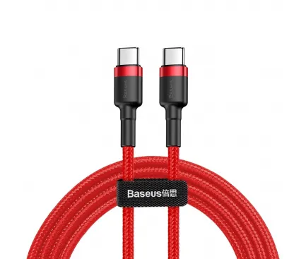 Cablu Date si Incarcare USB-C - USB-C Baseus Cafule, 60W, 1m, Rosu CATKLF-G09