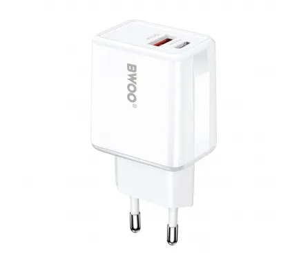 Incarcator Retea BWOO CDA182, 38W, 3A, 1 x USB-A - 1 x USB-C, Alb