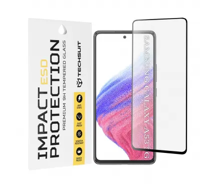 Folie de protectie Ecran Techsuit pentru Samsung Galaxy A53 5G A536, Sticla Securizata, Full Glue, Neagra