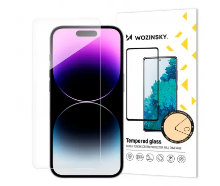 Folie de protectie Ecran WZK pentru Apple iPhone 15, Sticla Securizata, Full Glue, Case Friendly, Neagra