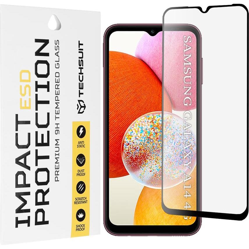 Folie de protectie Ecran Techsuit pentru Samsung Galaxy A14 A145 / A14 5G A146, Sticla Securizata, Full Glue, Neagra