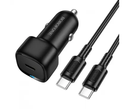 Incarcator Auto Cu Cablu USB-C Borofone BZ34A Cloud, 20W, 3A, 1 x USB-C, Negru 