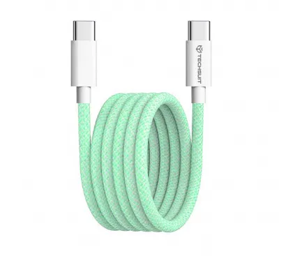 Cablu Date si Incarcare USB-C - USB-C Techsuit PCB114D, 60W, 1m, Verde