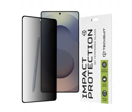 Folie de protectie Ecran Privacy Techsuit pentru Samsung Galaxy S25 Ultra S938, Sticla Securizata, Full Glue, 111D