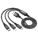 Cablu Date si Incarcare USB-A - Lightning / microUSB / USB-C HOCO X76, 18W, 1m, Negru