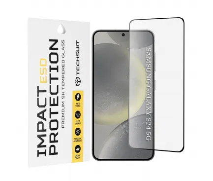 Folie de protectie Ecran Techsuit pentru Samsung Galaxy S24 S921, Sticla Securizata, Full Glue, Neagra 