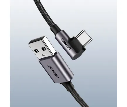 Cablu Date si Incarcare USB-A - USB-C UGREEN US284 Angled, 18W, 3m, Gri