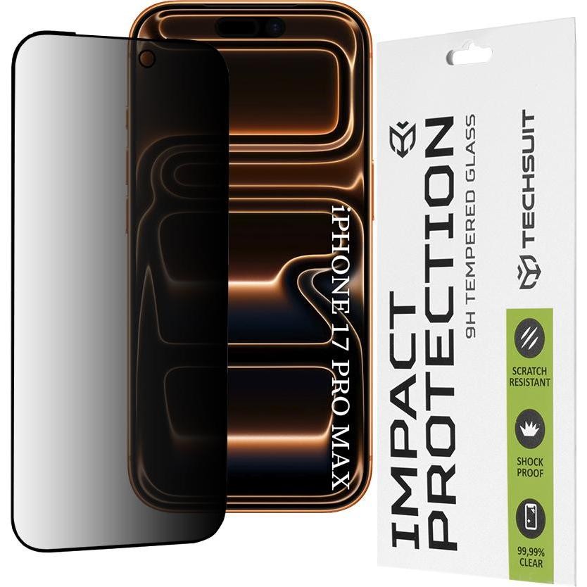 Folie de protectie Ecran Privacy Techsuit pentru Apple iPhone 17 Pro Max, Sticla Securizata, Full Glue, 111D