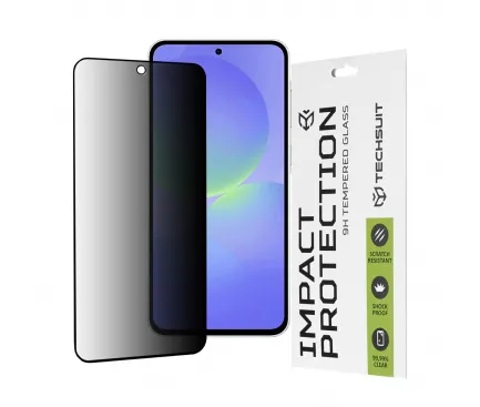 Folie de protectie Ecran Privacy Techsuit pentru Samsung Galaxy A56 A566 / A36 A366, Sticla Securizata, Full Glue, 111D